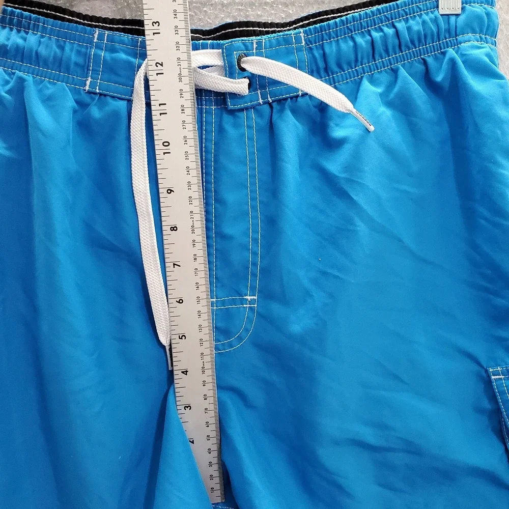Speedo Men Swimwear Medium Blue Trunks Pockets Drawstring High Rise 8 in Inseam‎